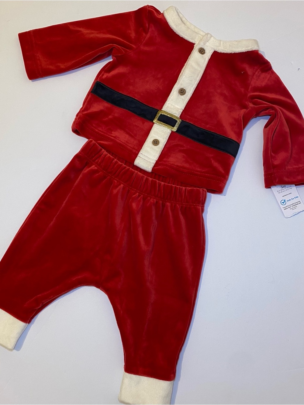 Carter's Red Velvet Santa-Style Two-Piece Costume with Black Belt